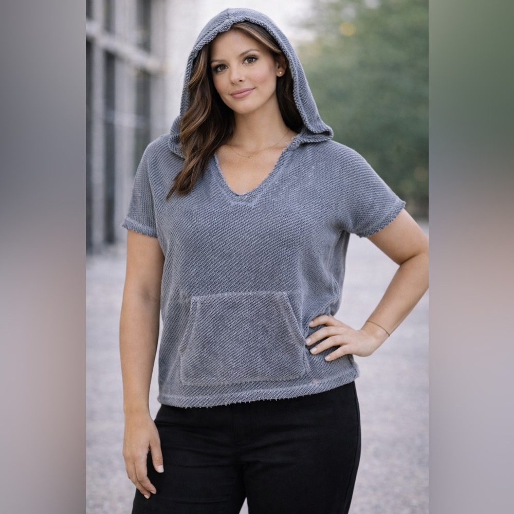 Marc New York cap sleeve hooded cropped sweatshirt